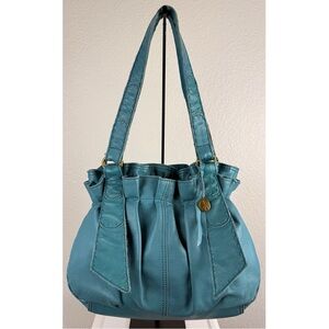 Lucky Brand Couture Cowhide Leather Teal Blue TOTE/HOBO/Shoulder Bag